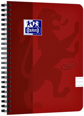 Spiraalblok Oxford Touch A5 lijn 140 pagina's 80gr rood