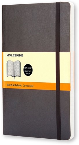 Notitieboek Moleskine large 130x210mm lijn soft cover zwart