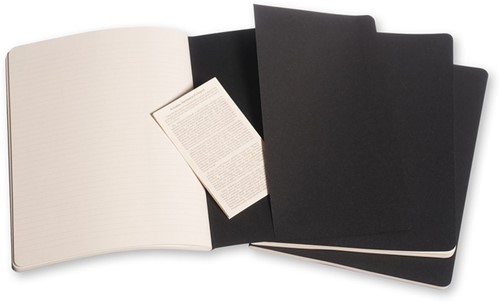 Schrift Moleskine 190x250mm lijn 240 pagina's 70gr zwart set à 3 stuks-1