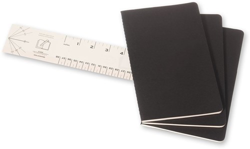 Schrift Moleskine 130x210mm blanco 160 pagina's 70gr zwart set à 3 stuks-2