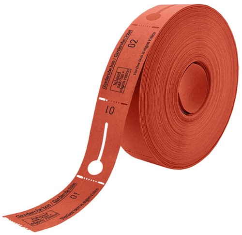 Garderobebonnen Combicraft nummering  1 t/m 500 rood 500 stuks
