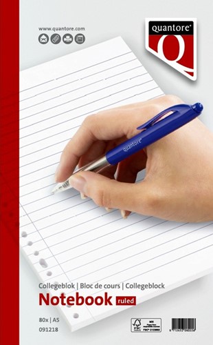 Collegeblok Quantore A5 lijn 17-gaats 80vel 70gr-1