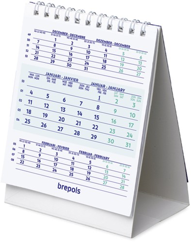 3-Maandsbureaukalender 2027 Brepols 10.5x13cm