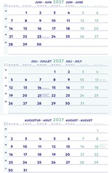 3-Maandkalender 2027 Brepols 30x43cm