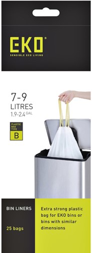 Afvalzak EKO MDPE type B met trekband 40x45cm 7-9L wit rol à 25 stuks-2