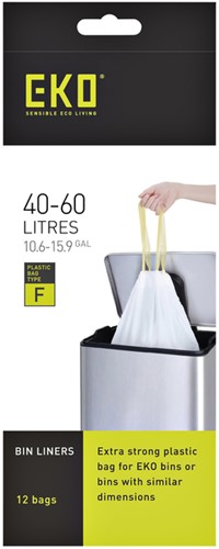 Afvalzak EKO MDPE type F met trekband 64x75cm 40-60L wit rol à 12 stuks-2