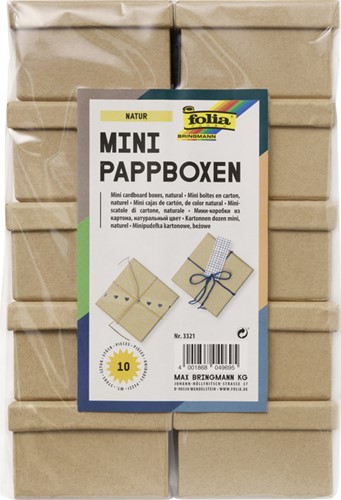 Doos karton Folia mini 7,5x7,5x4,5cm 10 stuks kraft