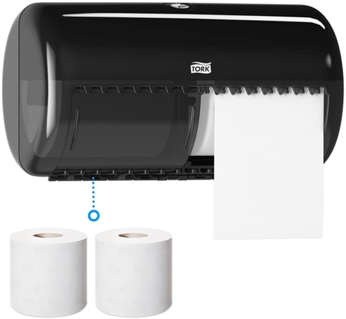 Toiletpapierdispenser Tork T4 Elevation duo zwart 557008-3