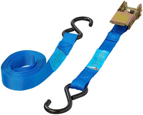 Spanband ProPlus ratel 5 meter met 2 haken blauw-3