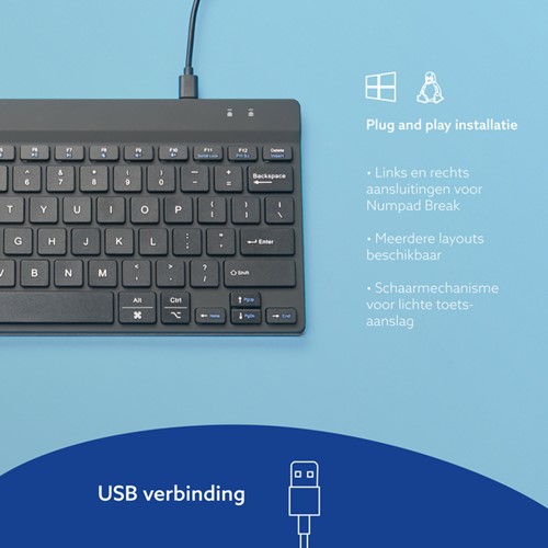Toetsenbord R-Go Ergonomisch Compact Break QWERTY zwart-1