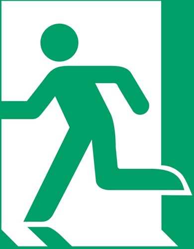 Pictogram bordje Djois Nooduitgang links 200x200mm groen