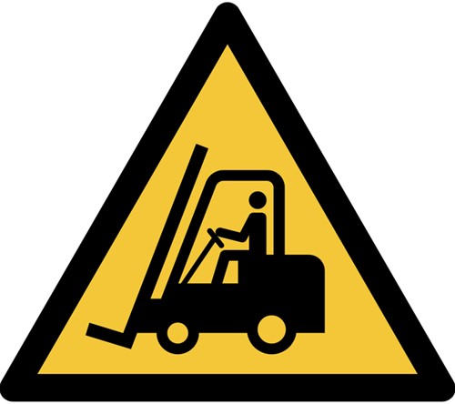 Pictogram bordje Djois Waarschuwing: transportvoertuigen 200x176mm geel
