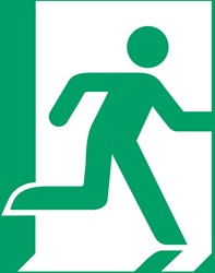 Pictogram bordje Djois Nooduitgang rechts 200x200mm groen