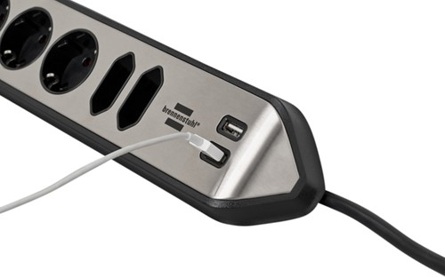 Stekkerdoos Brennenstuhl bureau Estilo 6vdig incl 2 USB 2m zw/zilver-3