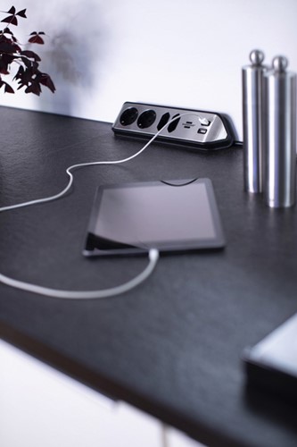 Stekkerdoos Brennenstuhl bureau Estilo 4 voudig inclusief 2 USB 2 meter zwart/zilver-3