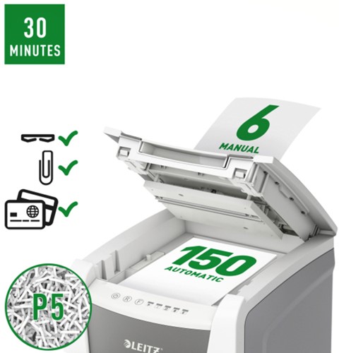 Papiervernietiger Leitz IQ Auto+ Office 150 P5 snippers 2x15mm-3