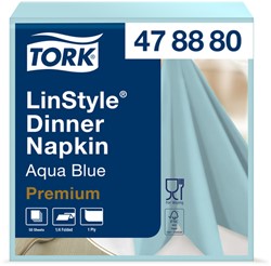 Dinerservet Tork Linstyle Premium 1/4 vouw 1-laags 390x390mm 50 vel aquablauw 478880