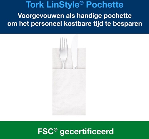 Pochette Tork Linstyle Premium 1-laags 390x390mm wit 509608-2