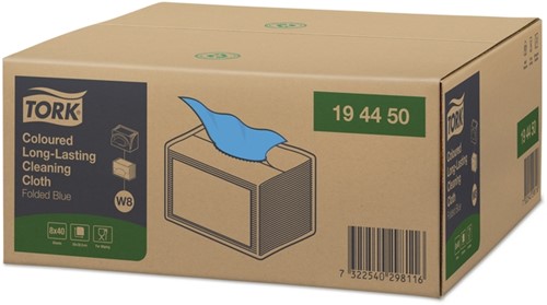 Reinigingsdoek Tork W8 Premium 1-laags 40 vel blauw 194450-5