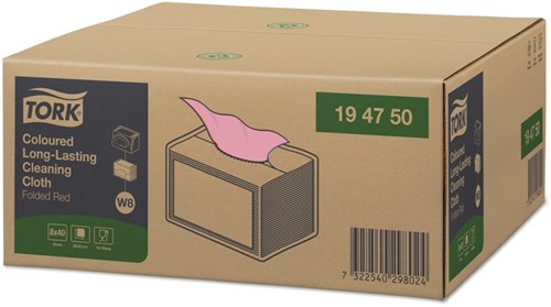 Reinigingsdoek Tork W8 Premium 1-laags 40 vel rood 194750-6