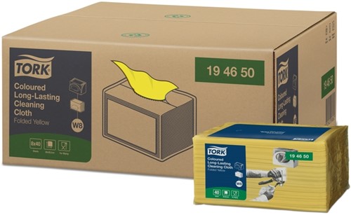 Reinigingsdoek Tork W8 Premium 1-laags 40 vel geel 194650-4