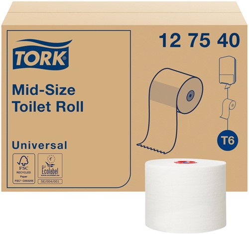 Toiletpapier Tork T6 Universal 1-laags 135m wit 127540