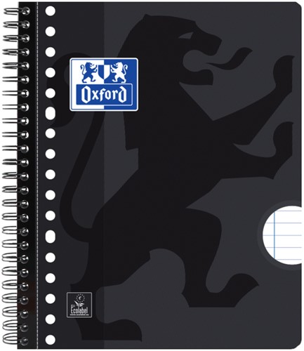 Collegeblok Oxford School A5+ lijn 17-gaats 160 pagina's 80gr zwart
