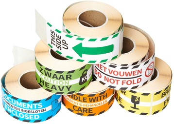 Waarschuwingsetiket Rillprint handle with care 46x125mm oranje 250 stuks-2