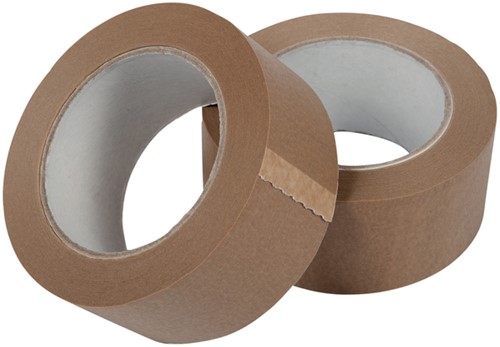 Verpakkingstape IEZZY papier 50mmx50 meter 80p gerecycled papier bruin