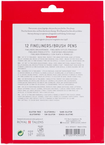 Fineliner Brush pen Bruynzeel Creatives set 12 kleuren-2