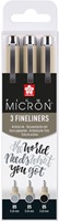 Fineliner Sakura Pigma Micron 05 set zwart & grijs 3 maten