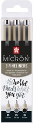 Fineliner Sakura Pigma Micron 05 set zwart & grijs 3 maten