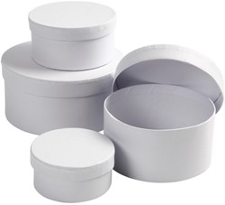 Doos Creativ Comp rond 4st Ø 8, 10, 12, 14cm, hoogte 4, 5, 6, 7cm wit