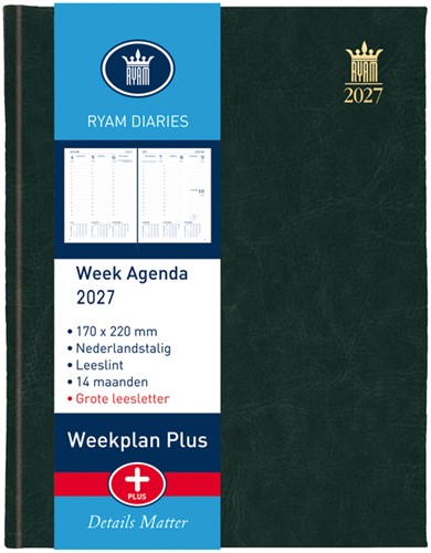 Agenda 2027 Ryam Weekplan Plus Mundior groot letter 7dagen/2pagina's assorti-3
