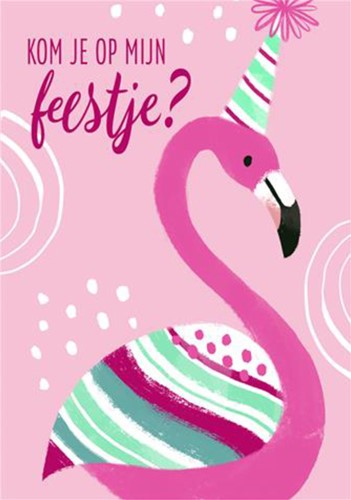 Wenskaart Hallmark uitnodiging flamingo pak à 5 stuks