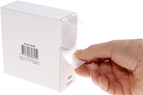 Etiket Rillprint 25mm 500st op rol transparant-3