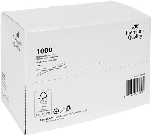 Roerstaafje IEZZY 140mm hout 1000 stuks