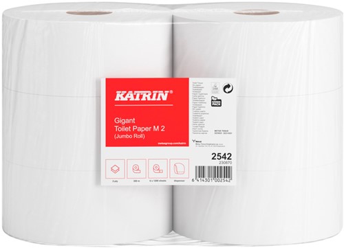 Toiletpapier Katrin Gigant M jumbo medium 2-laags 300m wit 2542-2