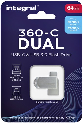 USB-stick Integral 3.0 USB-360-C Dual 64GB-3