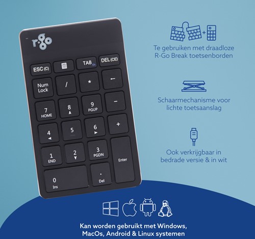 Toetsenbord R-Go Ergonomisch Numpad Break Wireless-1