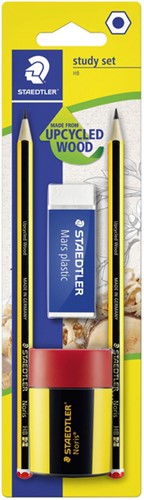Schrijfset Staedtler inhoud 2 Noris potloden HB en gum en slijper 4 stuks