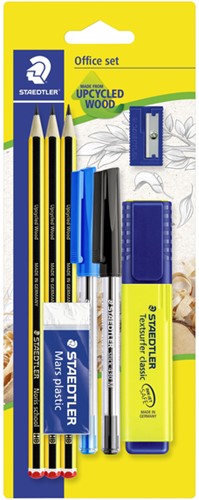 Schrijfset Staedtler 3 Noris potl HB-2 balpennen-markeerst-gum-slijper