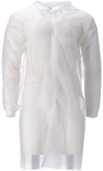 Bezoekersjas CMT XL non-woven drukknopen 104cm lang PP wit 100 stuks