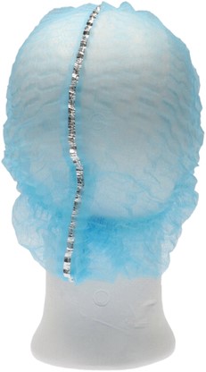 Haarnet CMT clip non-woven L 53cm met detectie strip PP blauw 100 stuks-2