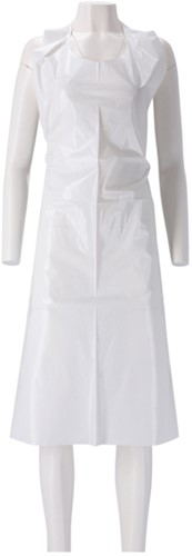 Schort CMT 125x80cm 25mu geruwd op rol PE wit 100 stuks