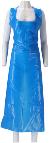 Schort CMT 125x80cm 25mu geruwd op rol PE blauw 100 stuks