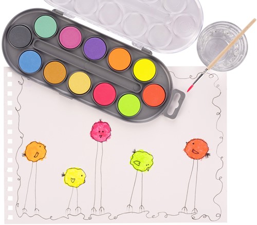 Waterverf Bruynzeel Kids set à 12 metallic- en neonkleuren-1