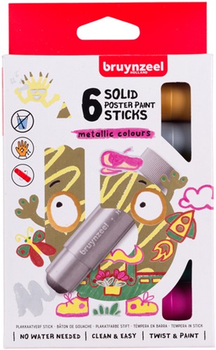 Verfstiften Bruynzeel Kids set à 6 metallickleuren