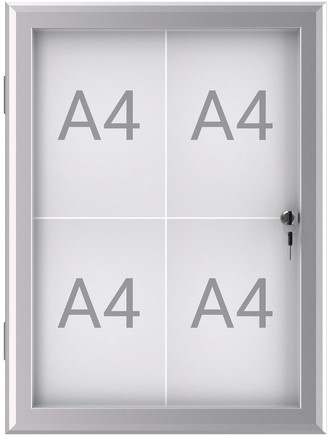 Buiten- binnenvitrine wand MAULexcite whiteboard 4xA4 met slot