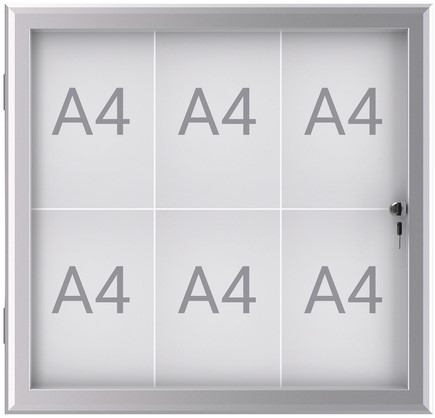Buiten- binnenvitrine wand MAULexcite whiteboard 6xA4 met slot